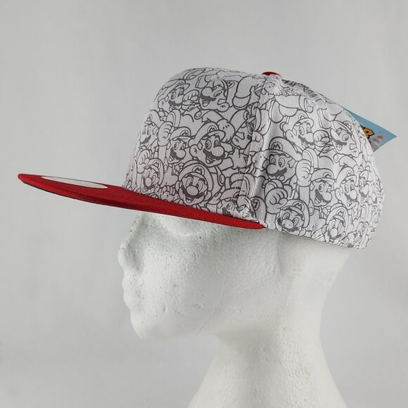 Nintendo Super Mario Snapback Adjustable Hat Cap Red White OS Fits Most - Picture 6 of 16
